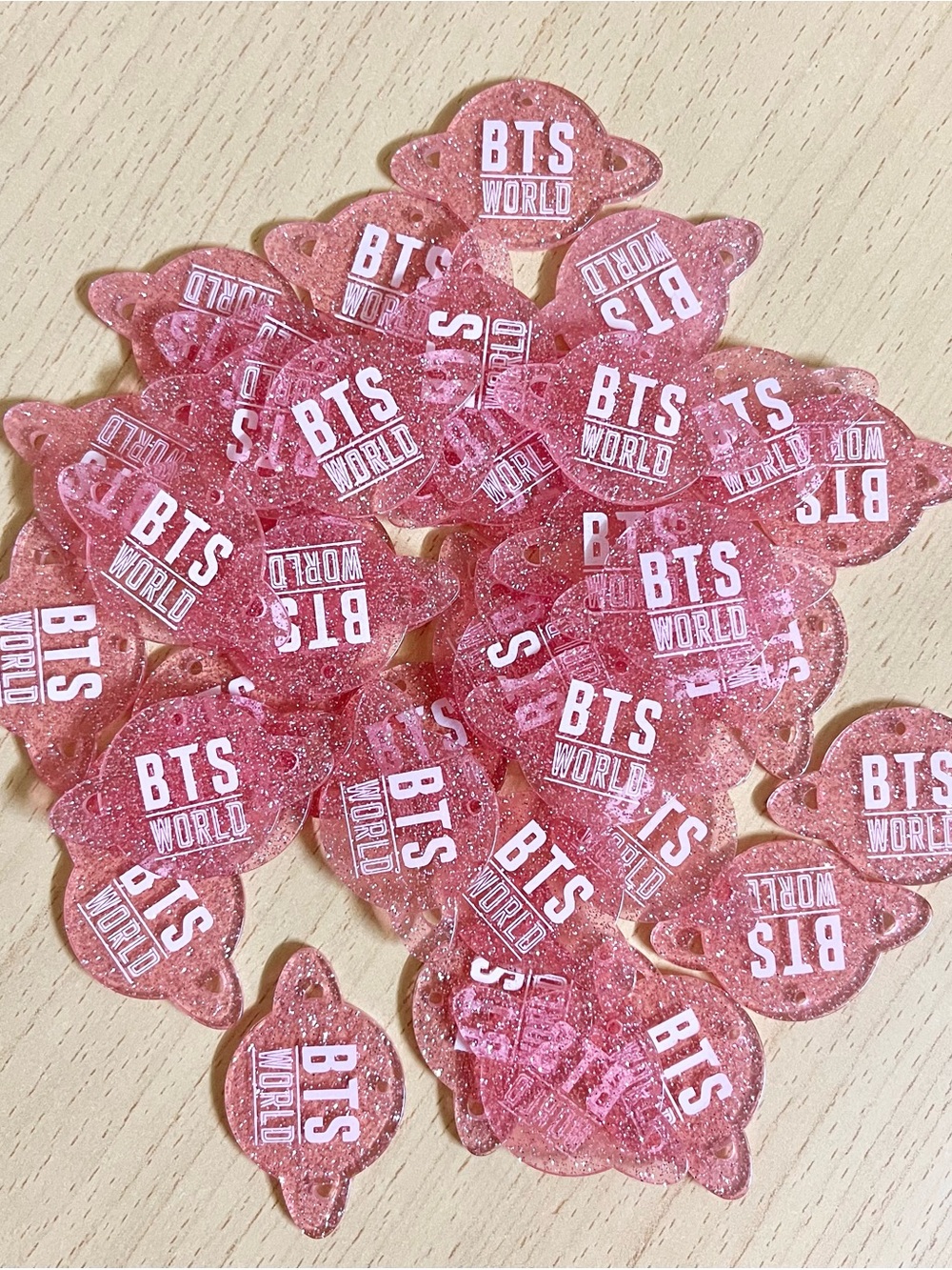 BTS WORLD Pink Glitter Planet Space Pink Acrylic Charms DIY Jewelry Earrings